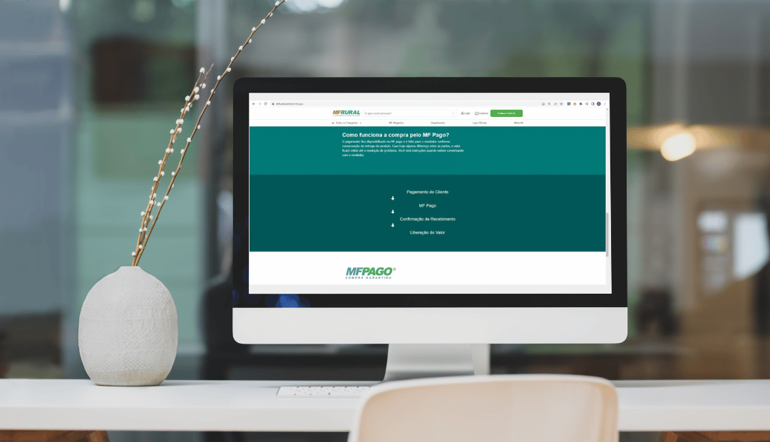 Mockup do site MF Rural mostrando a funcionalidade do MF Pago